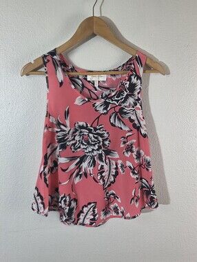 Yumi Kim Silk Floral Tank Top Womens Small Pink Sleeveless Draped Back Resort